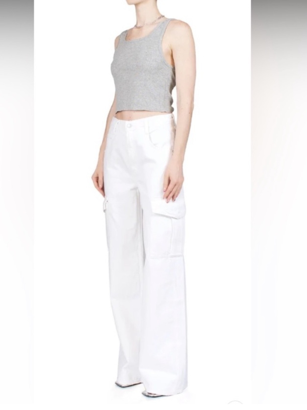 Agolde White Minka Wide-Leg Cargo Jeans